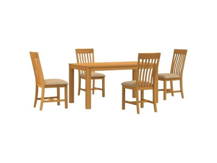 PUGYNBK Esstisch-Set, 5-teilig, Beige, massives Eichenholz Modernes Design, gepolsterte Sitze, einfache Montage, stabile Beine, Reinigung mit feuchtem Tuch