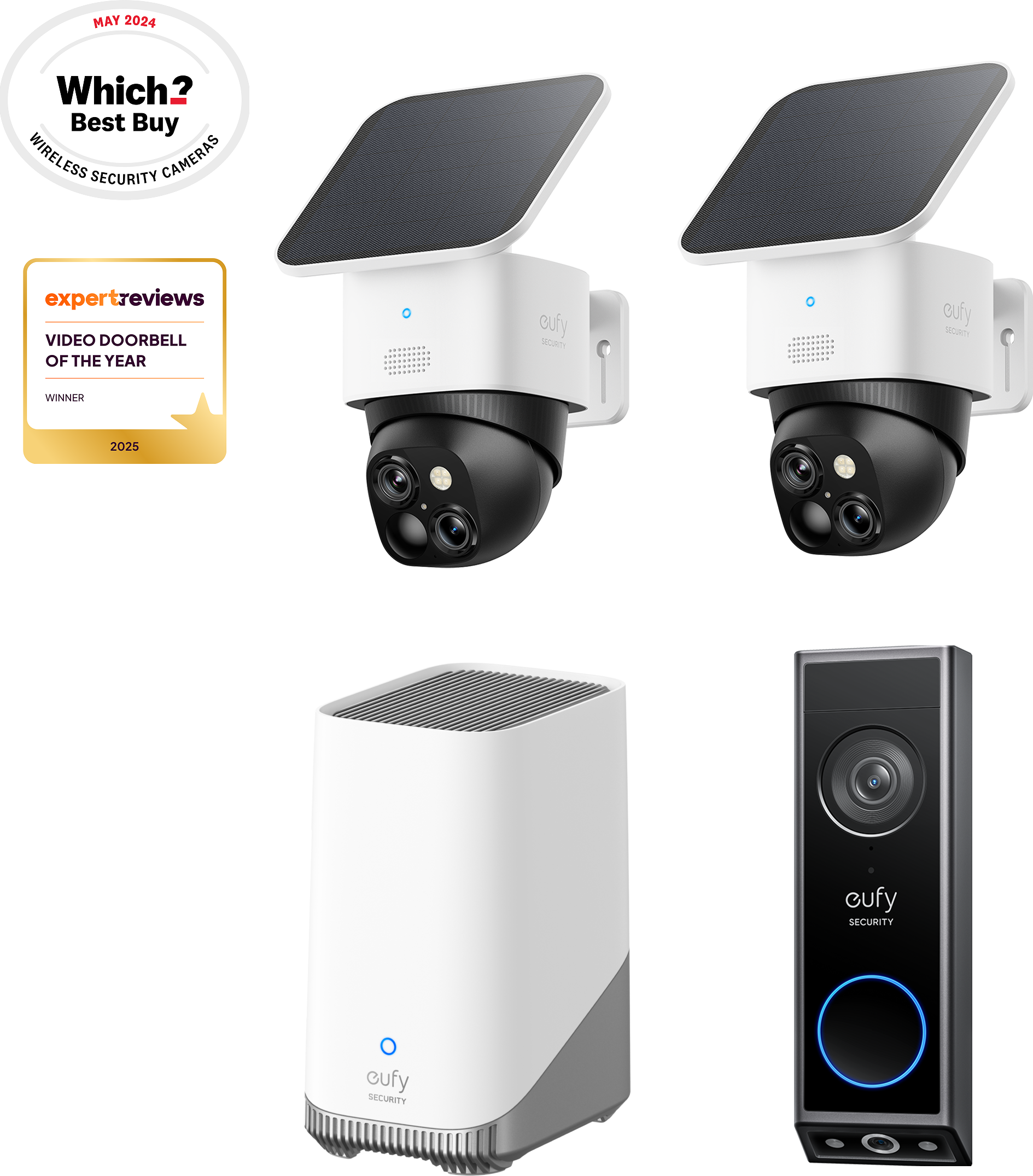 eufy SoloCam S340 (2 pack) + Video Doorbell E340 +HomeBase S380 bundle