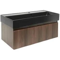 SAT Evolution Waschtisch mit Unterschrank 98x30x44,8 cm Walnuss matt SATEVO100NAU2B