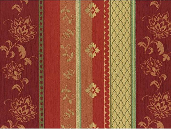 Landhaus Möbelstoff Lindau Farbe 54 (bordeaux, rot, rotbraun, beige, lindgrün) mit biologischem Fleckschutz - modernes Chenille-Flachgewebe (gemustert, floral, gestreift, Blumen) Polsterstoff, Stoff, Bezugsstoff, Eckbank, Couch, Sessel, Hussen, Kissen