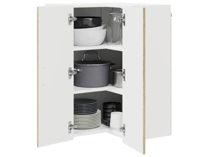 KTHLBRH Eckschrank zur Wandmontage, 57 x 57 x 80 cm, aus Holz Minimalistisches modernes Design, robuste Ausführung, spülmaschinengeeignet, Farbe Eiche Sonoma
