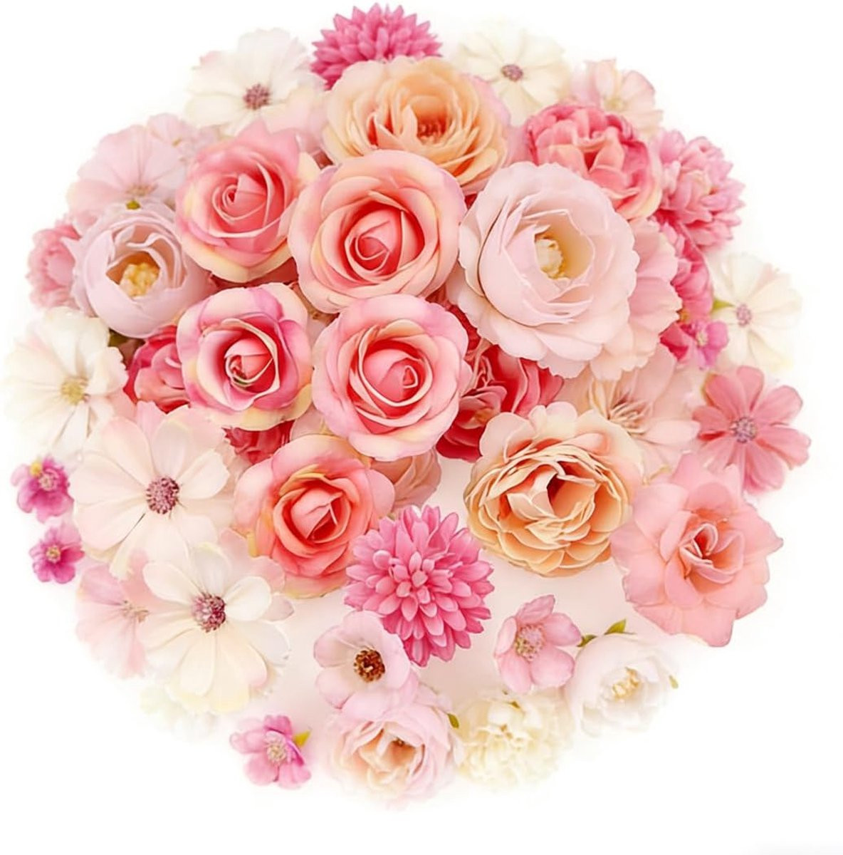 Mini kunstbloemen voor doe-het-zelf decoratie, roze-wit