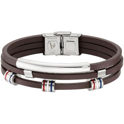 Lederarmband BRUNO BANANI "Schmuck", weiß (edelstahlfarben, braun, blau, rot, weiß), Armbänder, Damen, Edelstahl Leder, Edelstahl, Leder, Lederarmband