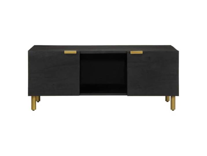 KTHLBRH Couchtisch, Schwarz, 100 x 54 x 40 cm, aus mehrschichtigem Holz Mit Ablagen, Metallgriffen, Industriestil, Wohnzimmer