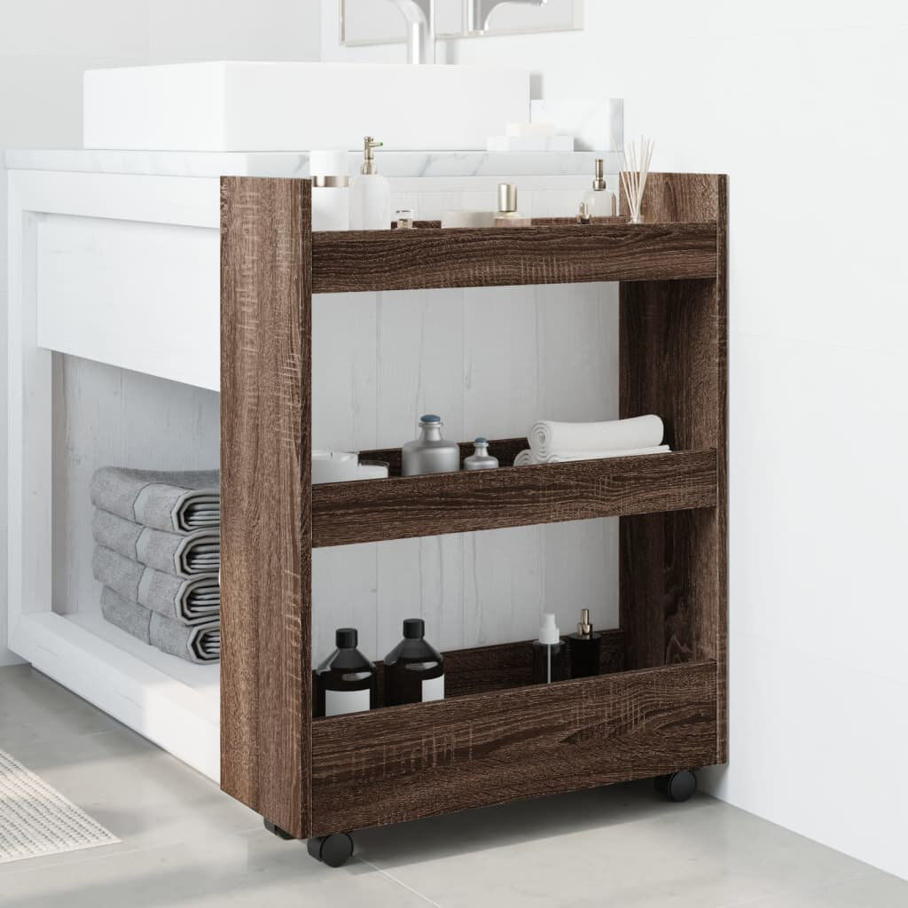 17 Stories Narrow Serving Cart Brown Oak 80cm H X 60cm W X 22cm D