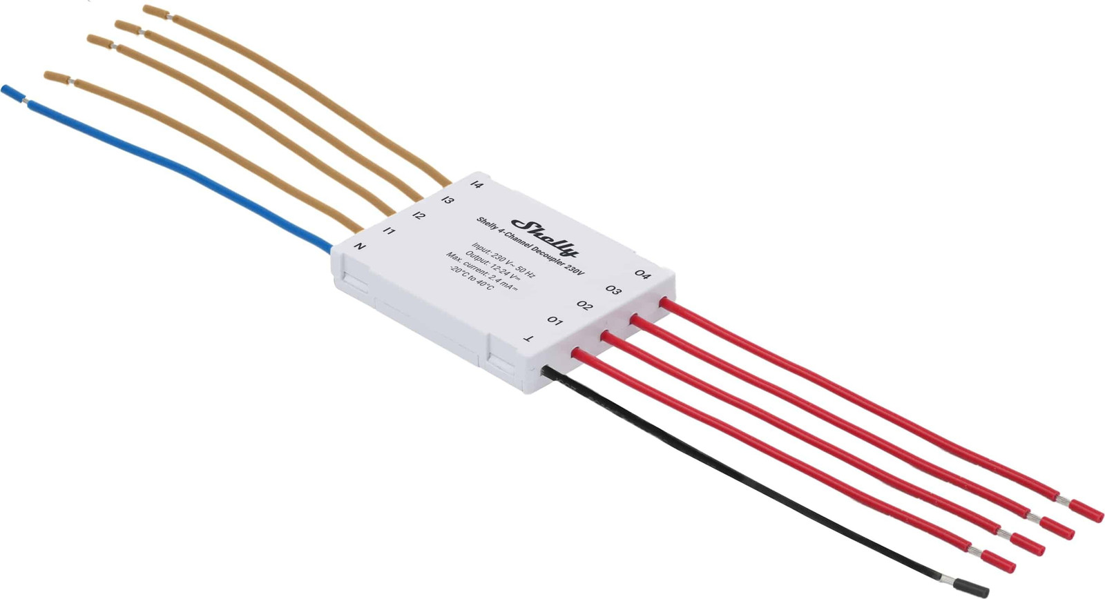 Shelly 4-kanaals ontkoppelingsfilter 230V AC naar DC signaalomvormer voor Shelly Plus RGBW PM, Pro RGBWW PM, Plus Uni en Plus Add-On