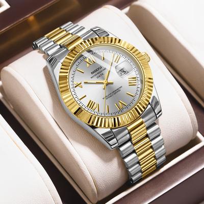 GlowBake Waterproof Men's Quartz Watch, Stainless Steel Date Clock, Luminous Sport Wristwatch Luxury Style 1