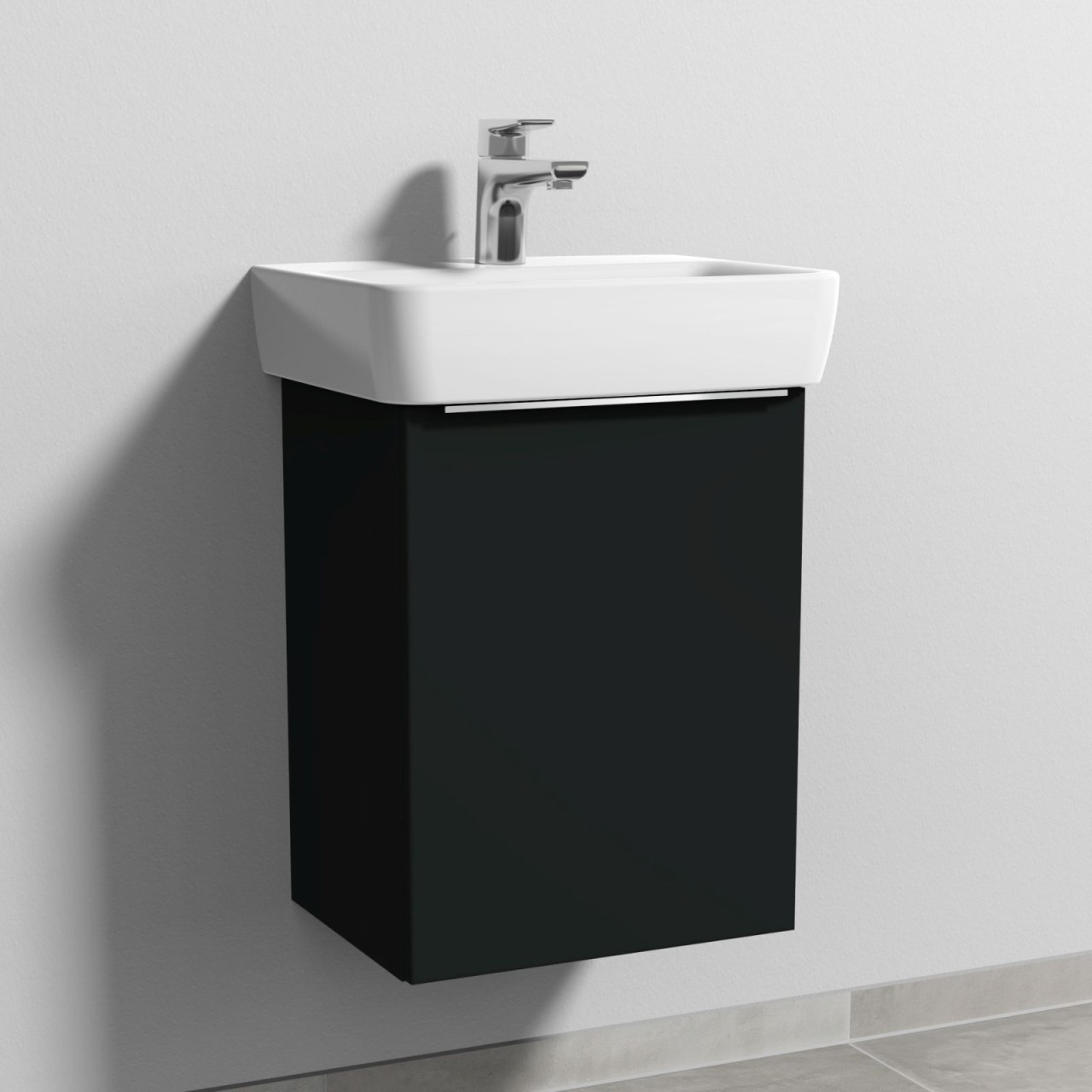 Sanipa 3way Waschtischunterbau zu Geberit Renova Plan Waschtisch mit 1 Tür, Vulkan-Matt UP8711V
