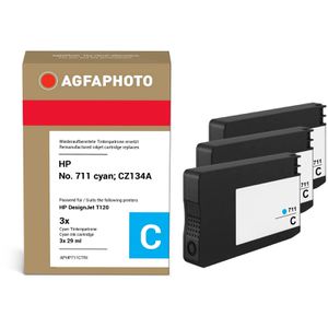 AgfaPhoto kompatibel für HP 711, CZ134A, 3er-Pack, cyan, 3x 29ml,  Tinte, 3 Stück