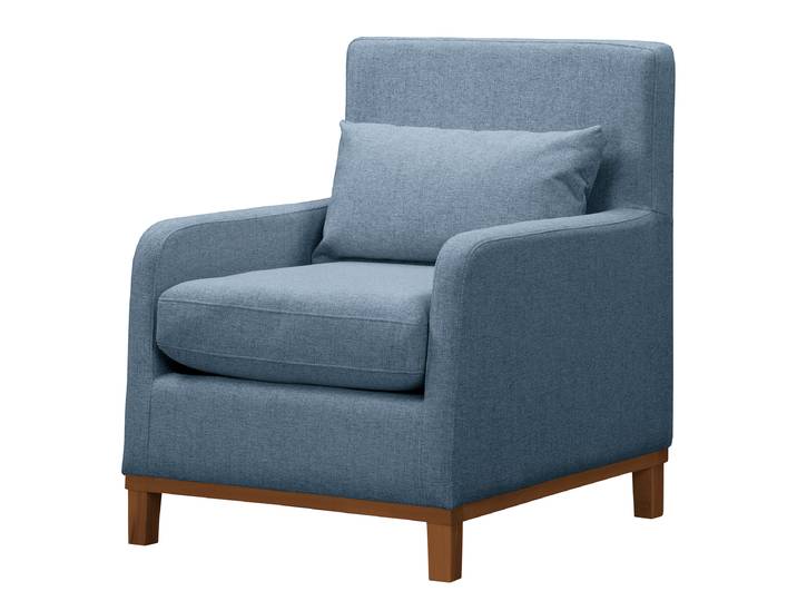Sessel Blau Flachgewebe Nea Walnuss 70 x 84 x 88cm