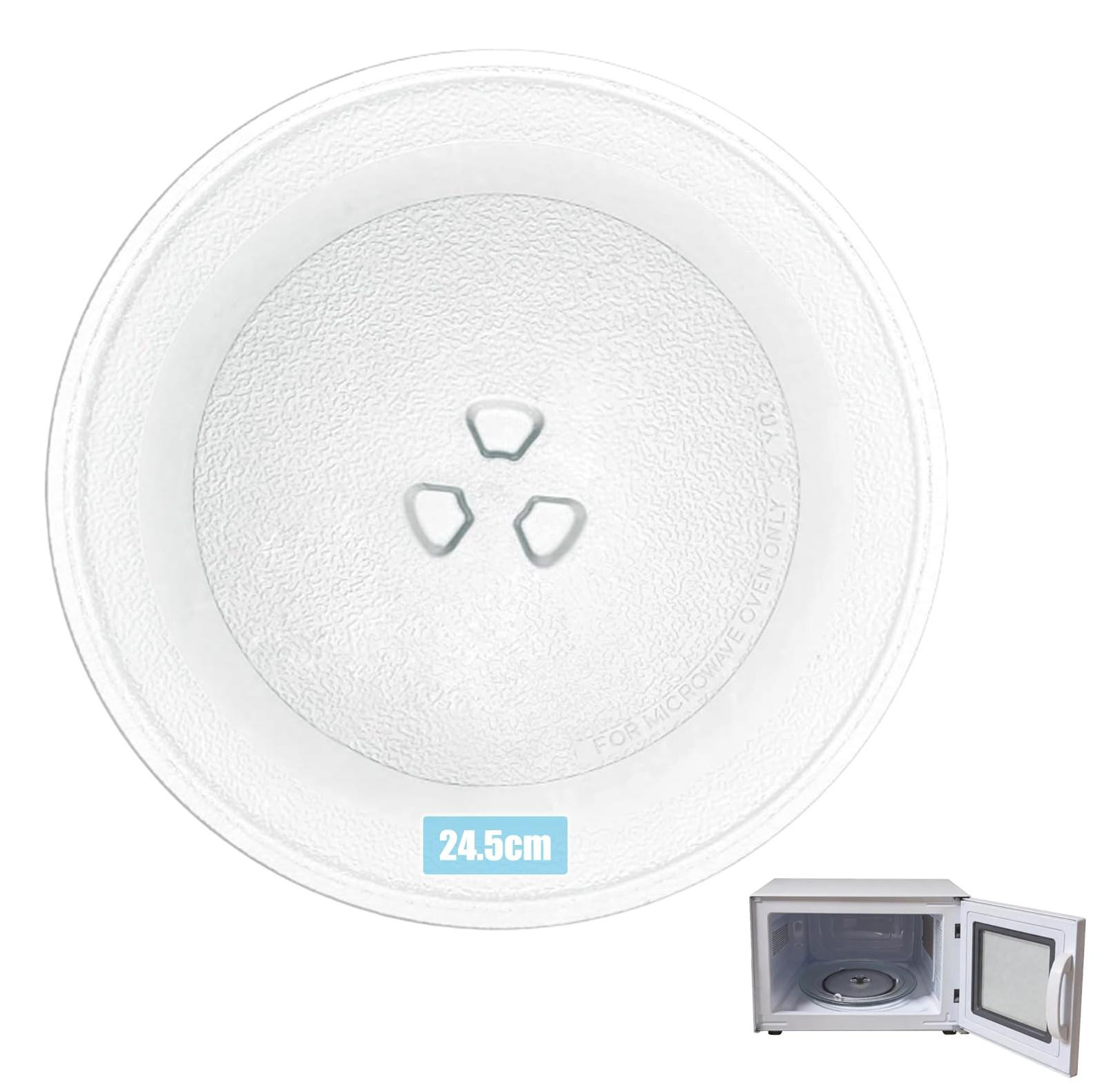 Dripio Glazen draaiteller voor magnetron, rond, Diameter: 24,5 cm, met 3 bevestigingspunten