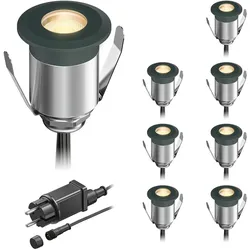 ledscom.de LED Boden-Einbauleuchte BINO für außen, anthrazit, IP67, 32mm Ø, warmweiß, 8er Set