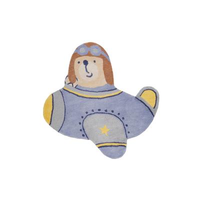 Kinderteppich SMART KIDS "Anton", blau, B:120cm H:1,2mm L:120cm, Wolle, Teppiche, Kinderteppich, handgefertigt aus Naturfasern, Out Shape-Format Flieger, Kinderzimmer