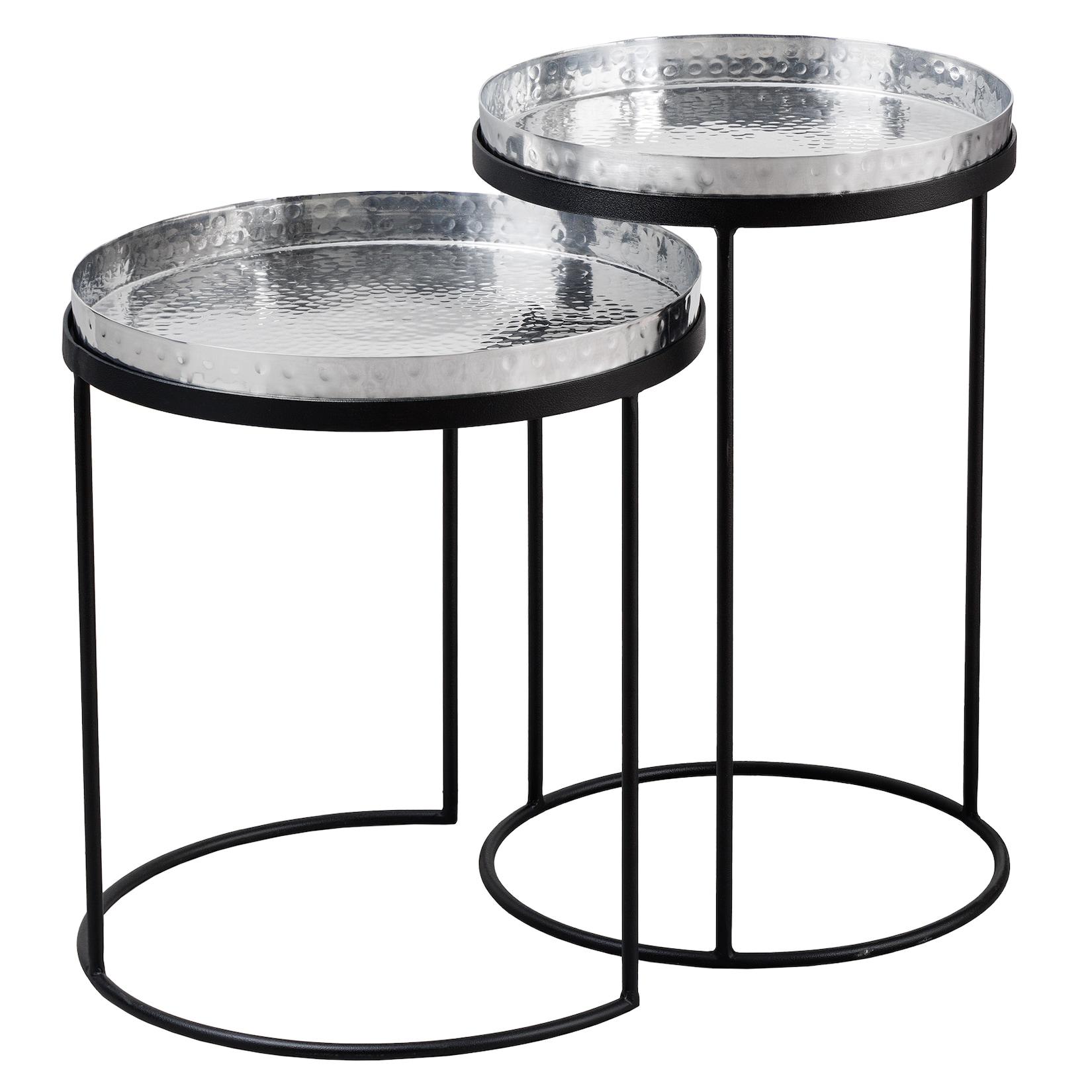 riess-ambiente Beistelltisch ELEMENTS - 2er Set 55cm silber Hammerschlag handmade rund