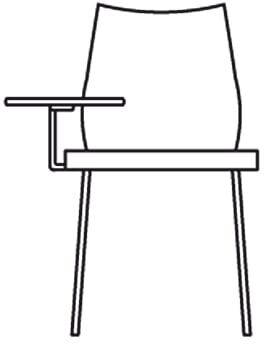 Kartell Maui Stuhl mit Schreibplatte (Schreibplatte links, zinkweiß) Schreibplatte links   zinkweiß
