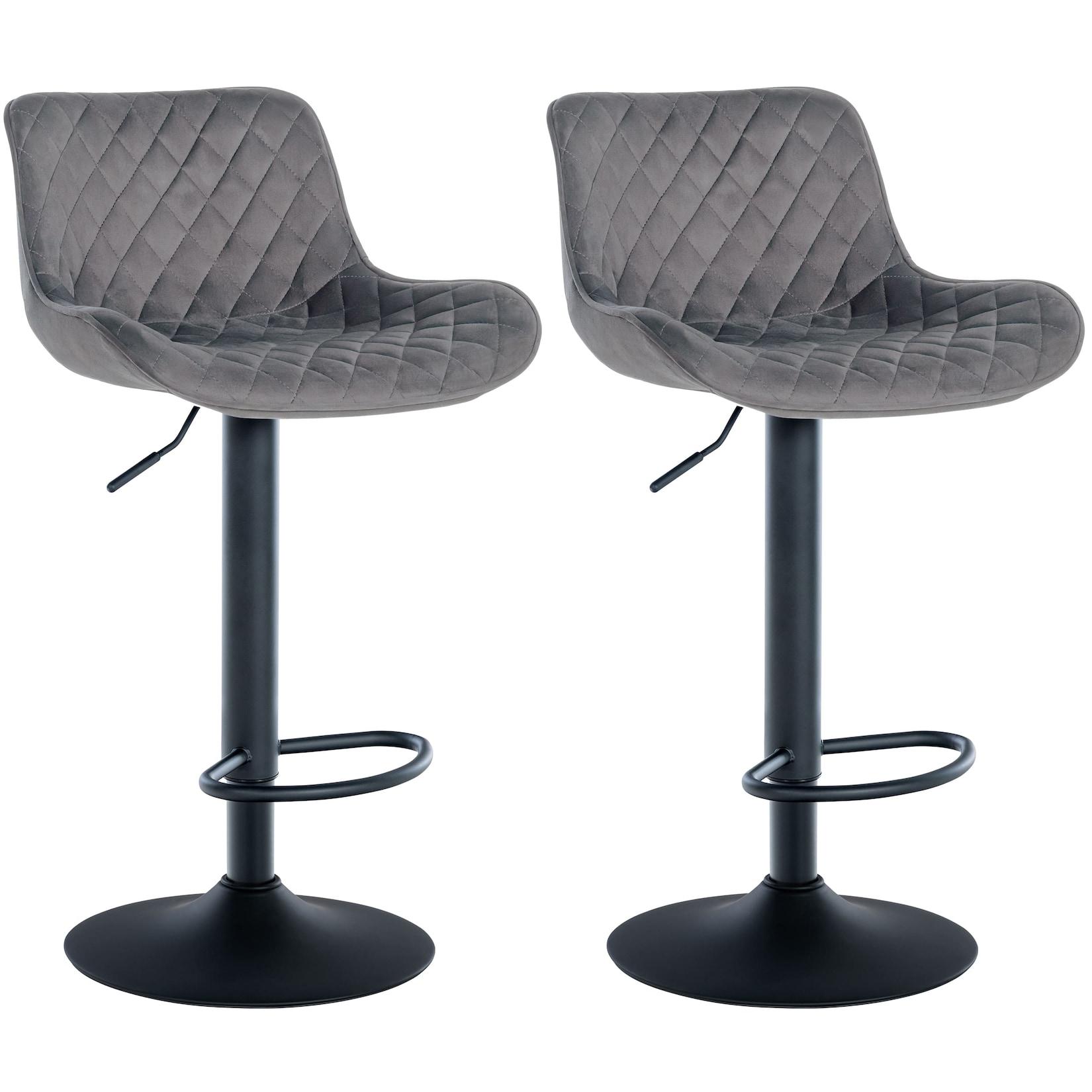 CLP 2er Set Barhocker Minosa Samt - Farbe: dunkelgrau, Material: Samt