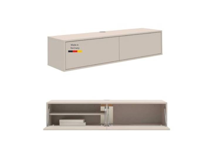 TV Lowboard beige Das Schwebende hängend Holz Made in Germany 160 cm breit mokebo Lowboard hängend, Fernsehtisch schwebend, TV Schrank wandmontiert, TV Möbel Kaschmir 36x160x42 cm