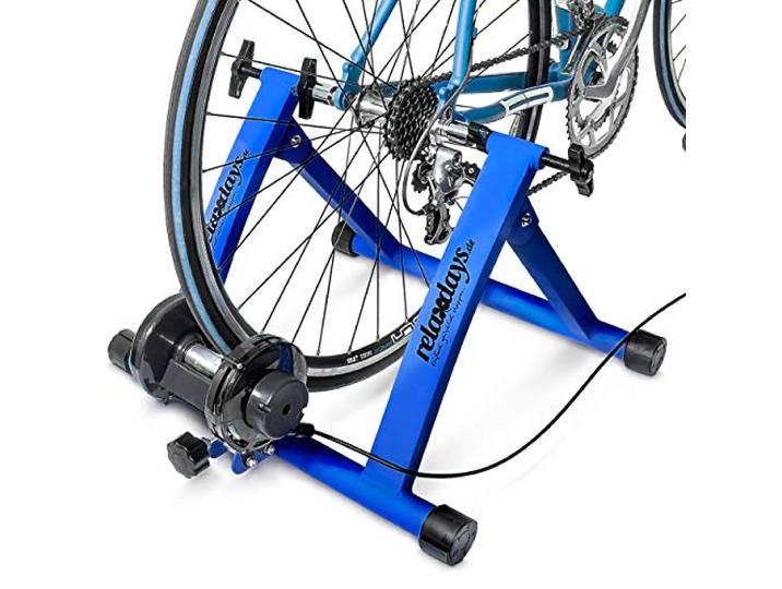 Relaxdays Rollentrainer inklusive 6 Gänge-Schaltung, für 26-28 Zoll, blau