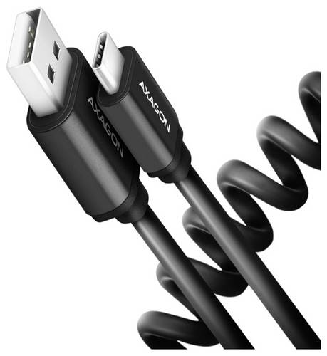 AXAGON USB-C Kabel USB 2.0 USB-A Stecker, USB-C Stecker 0.6m Schwarz vergoldete Steckkontakte BUCM-AM10TB