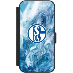 Nivocase Klapphülle für Apple iPhone 12 Handyhülle aus Kunst Leder NIVOflip schwarz FC Schalke 04 (Apple iPhone 12), Smartphone Hülle, Schwarz