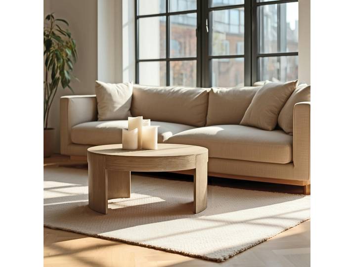 Table basse ronde couleur naturelle design arrondi VELAR