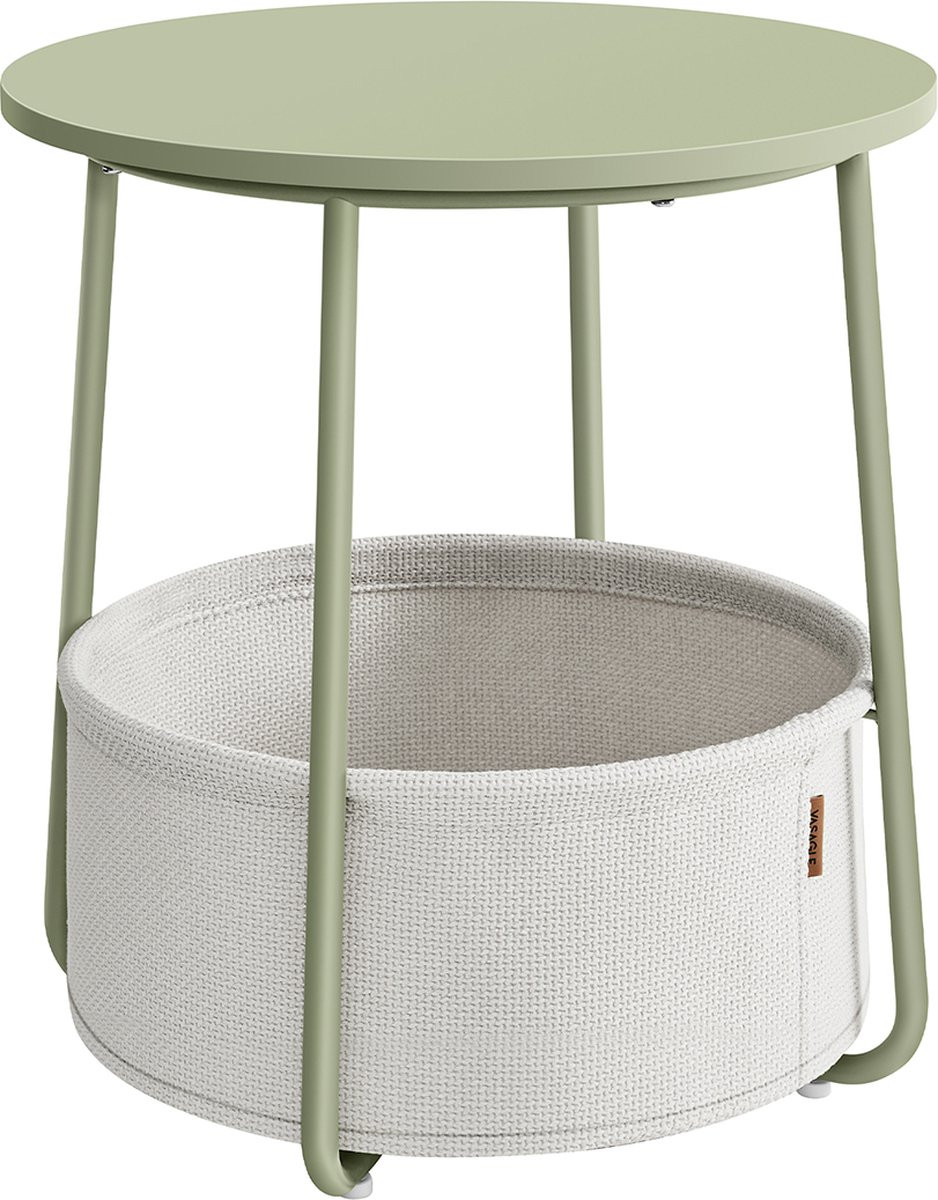 Ronde bijzettafel met stoffen mand