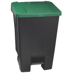 METRO Professional Mülleimer, 60 L, mit fußpedal, grün/schwarz