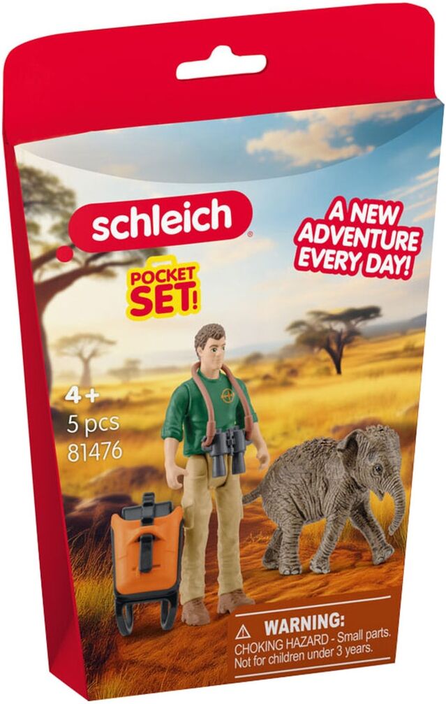 Spielfigur SCHLEICH "POCKET SET, Forscher auf Exkursion (81476)", braun (bunt), Spielfiguren, Kinder, Kunststoff, Spielfigur