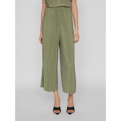 Schlupfhose VILA "VIPLISA HW CULOTTE PANTS - NOOS", Damen, Gr. L (40), N-Gr, grün (oil grün), Web, Obermaterial: 65% Polyester, 35% Viskose, unifarben, regular fit wadenlang, Hosen Schlupfhose, Sommerhose, plissierte Optik
