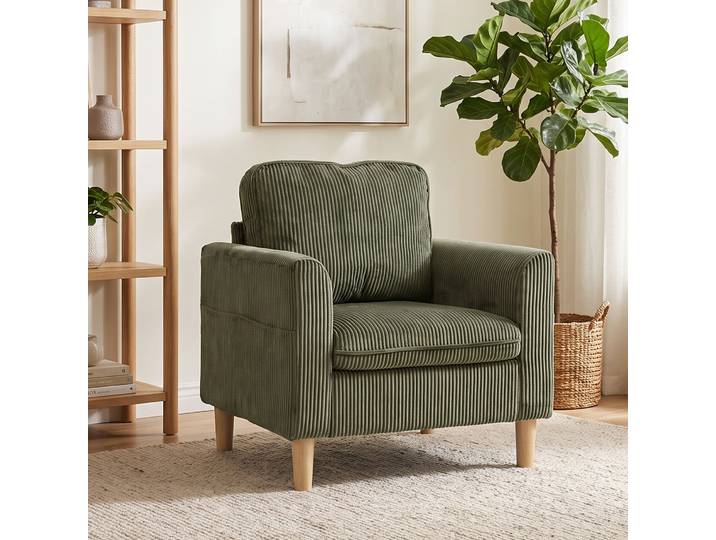 HOMCOM Fauteuil Velours Vert 1 Place Salon 83x74x87cm