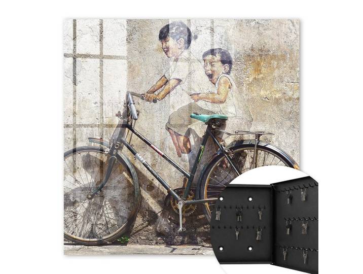 SCHLÜSSELBOX Schwarz 30x30 cm- Türöffnung nach rechts - Kinder und Fahrrad
