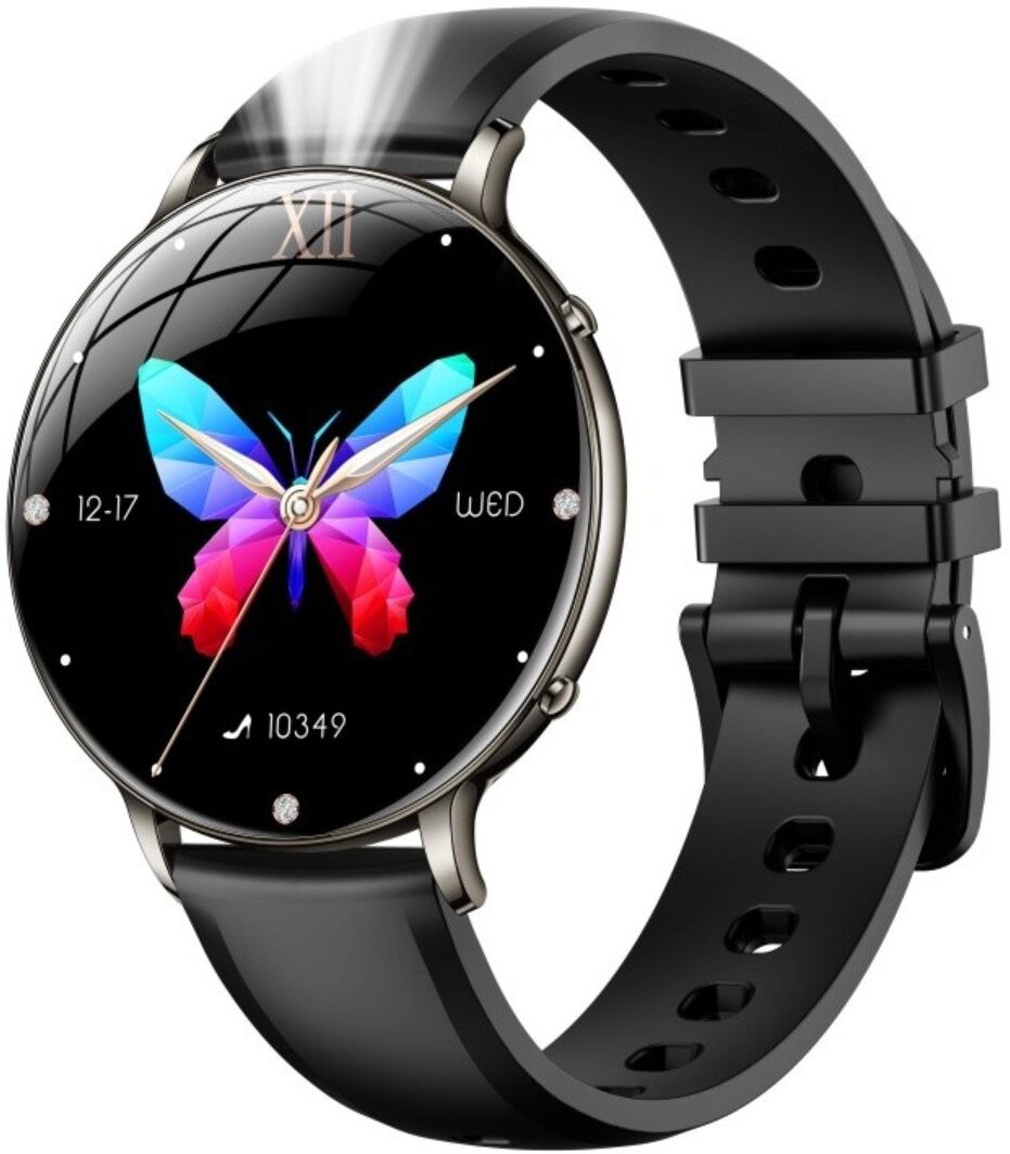 INF Smartwatch mit 1.32inch AMOLED, Fitness-Tracking, Bluetooth 5.4, IP68, 240mAh Akku – kompatibel mit Da Fit-App Schwarz