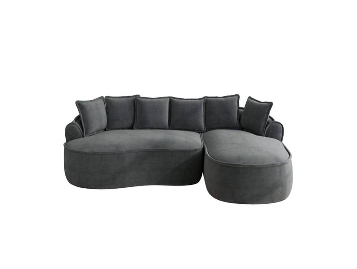 Canapé modulaire en chenille avec méridienne sans montage gris