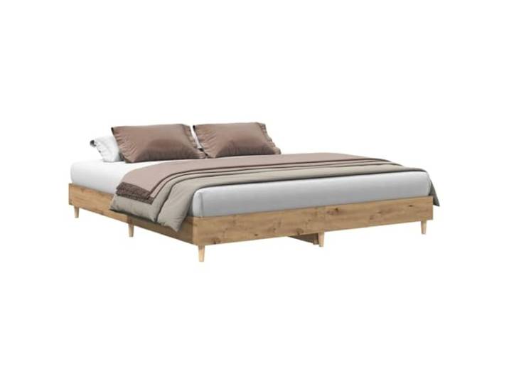 PUGYNBK Bettrahmen 180 x 200 cm, Eiche und technisches Holz Lattenrost im Lieferumfang enthalten, niedriges Design, feuchtigkeitsbeständig, ohne Matratze, für Schlafzimmer