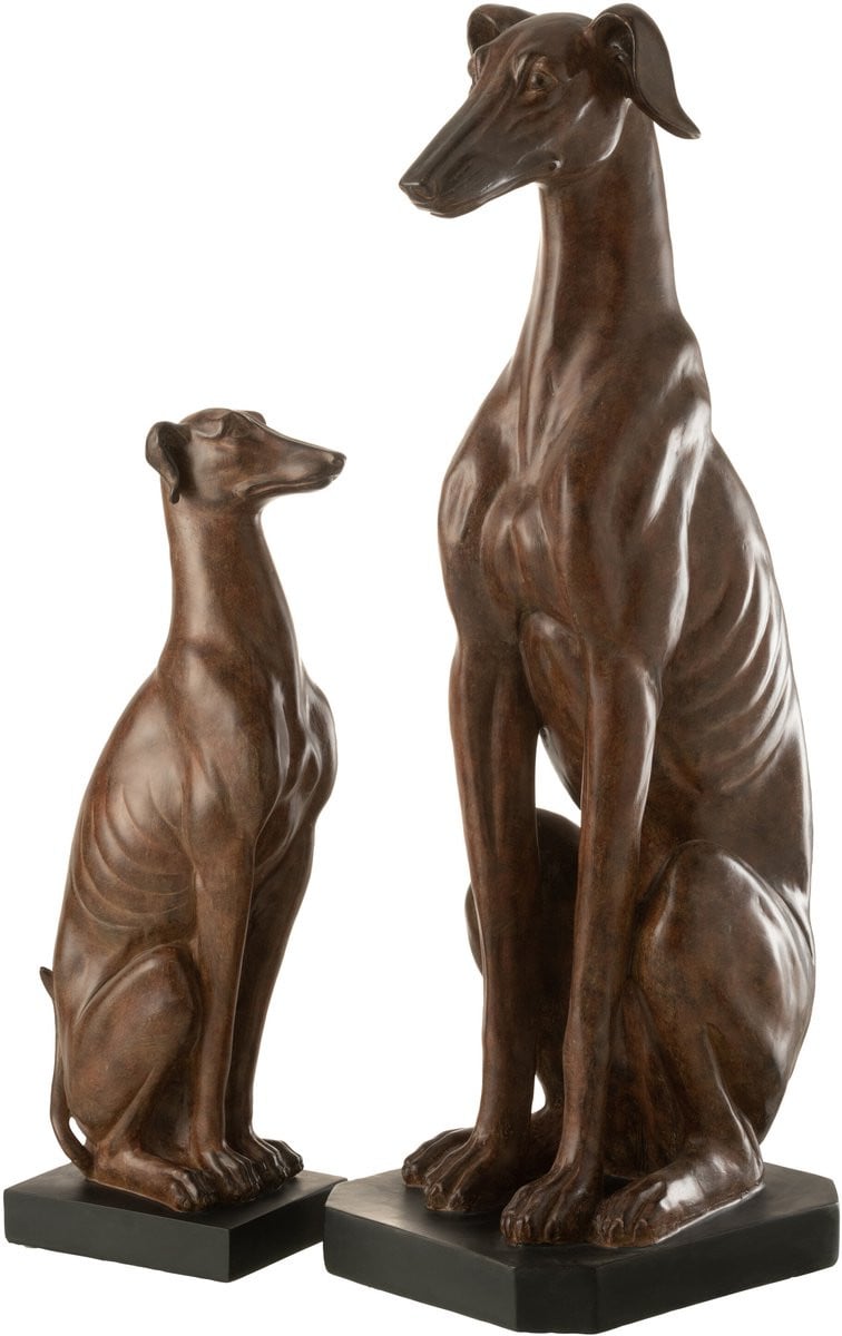 J-Line Decoratie Windhond Zittend - Bruin - Large - Polyresin