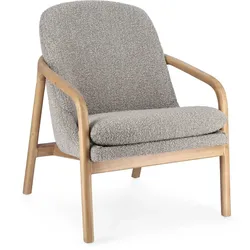 Sessel Elaide Bouclè-Stoff, skandinavischer Stil, grau, abziehbares Sitzkissen, Gestell natur