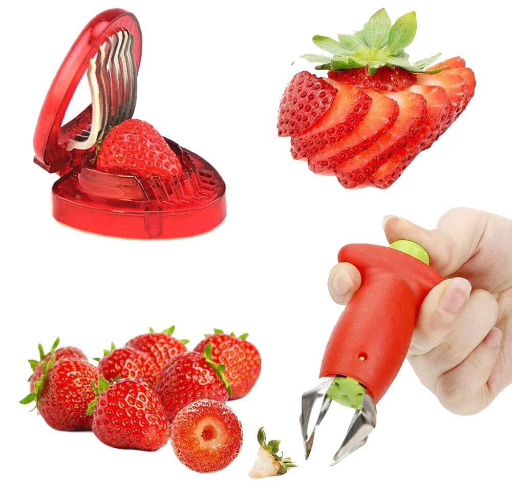 Dripio Aardbeienknipper en -ontpitter, roestvrij staal, rood