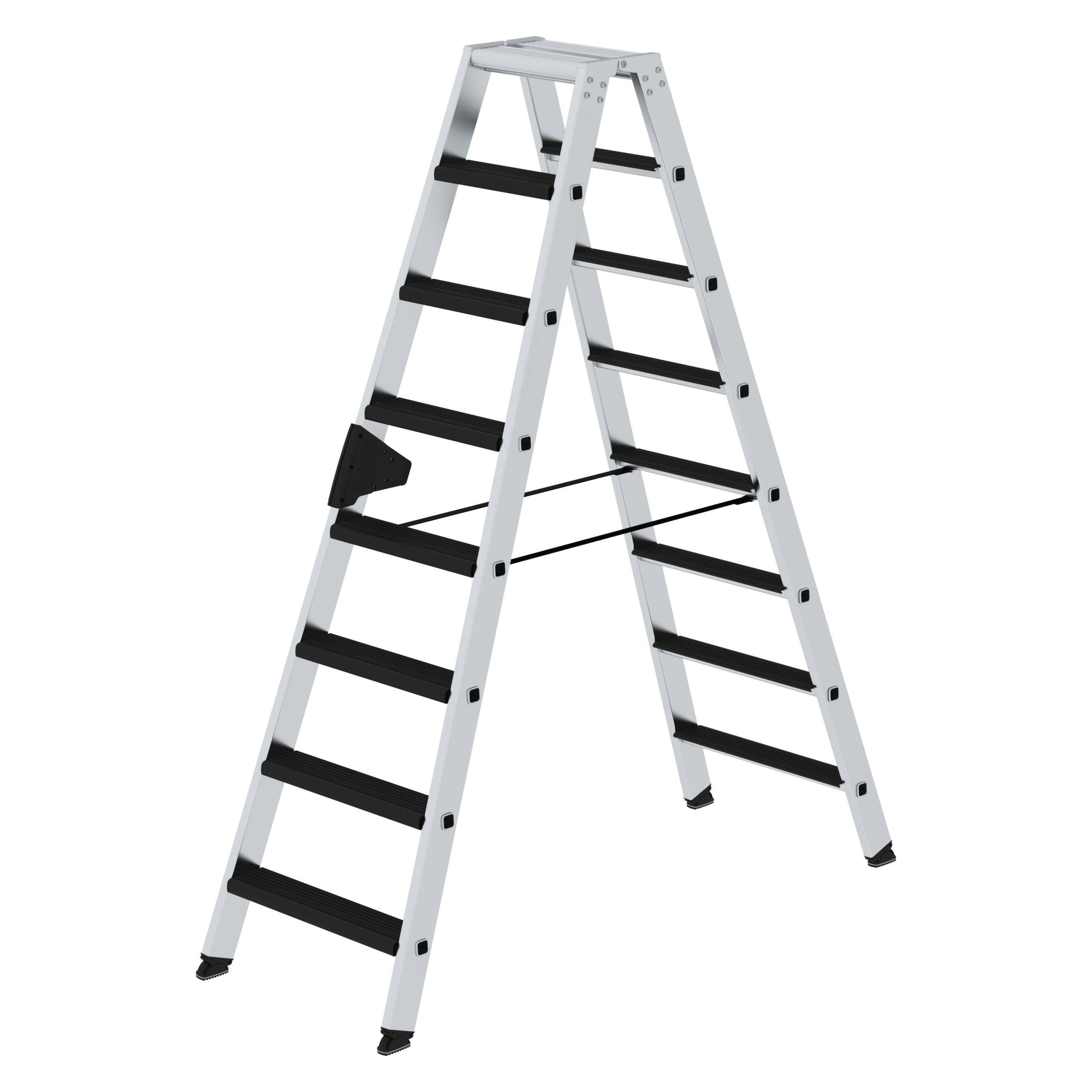 Munk Stufen-Stehleiter beidseitig begehbar mit clip-step relax 2x8 Stufen (Gerüst) (042216)