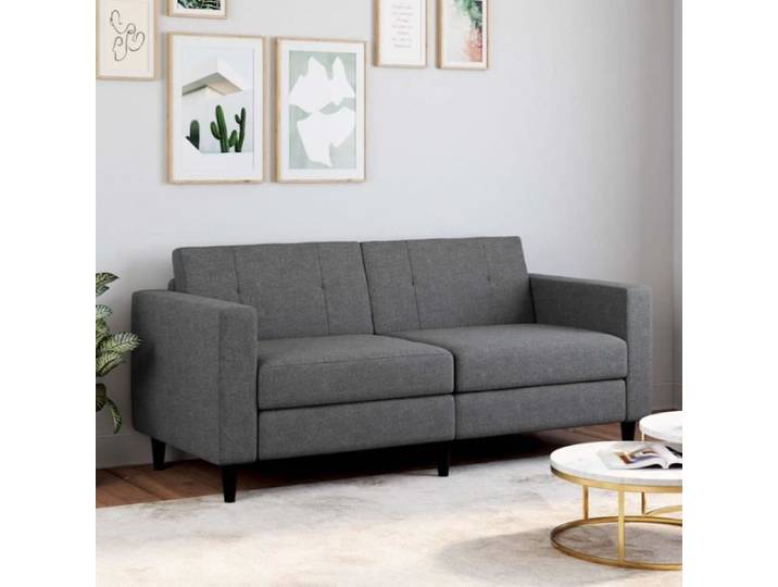 Canapé droit 3 places CALLIE en tissu gris anthracite