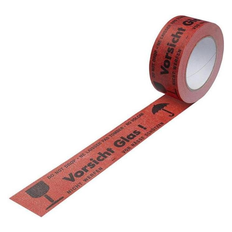 Transpak Warnklebeband Breite 50mm Länge 50m Stärke 135µ rot Vorsicht Glas (50 mm) (5520727)