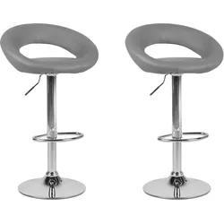 BARHOCKER 2er-Set Kunstleder Grau Peoria