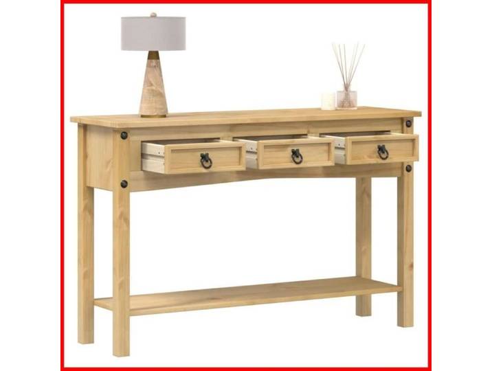 Table console - V BESTLIFE - Corona - Bois de pin massif - 114x34 5x73 cm - 3 tiroirs