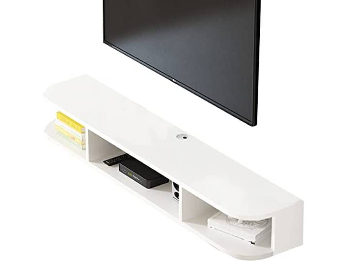 Schwimmende TV-Bank Schrank Wandmontierte TV-Gerät Schwimmende TV-Bank Komponentenregal, Set-Top Box-Regal, Wandmontiertes Multimedia-Regal im Wohnzimmer(140 cm-a
