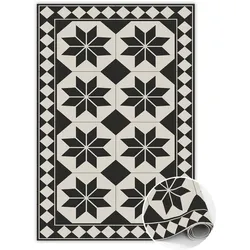 VINYL TEPPICH 150x225 cm Schwarz-weiße Sterne