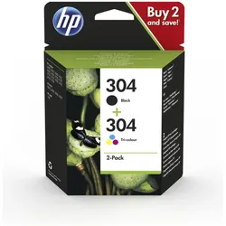 HP, Druckerpatrone, 304 2-Pack (BK, C, M, Y)