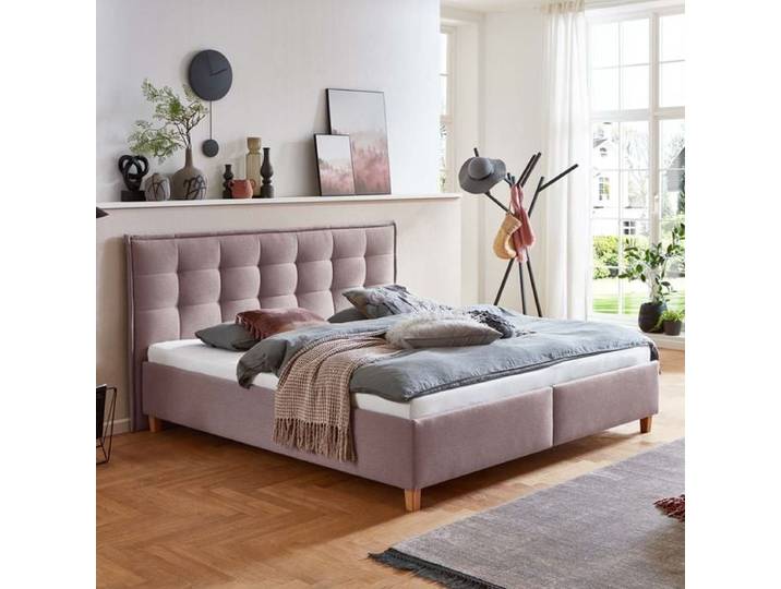 HOMELIV. Polsterbett Lusaka Webstoff mit Bettkasten 100x200cm Lila skandinavisch,