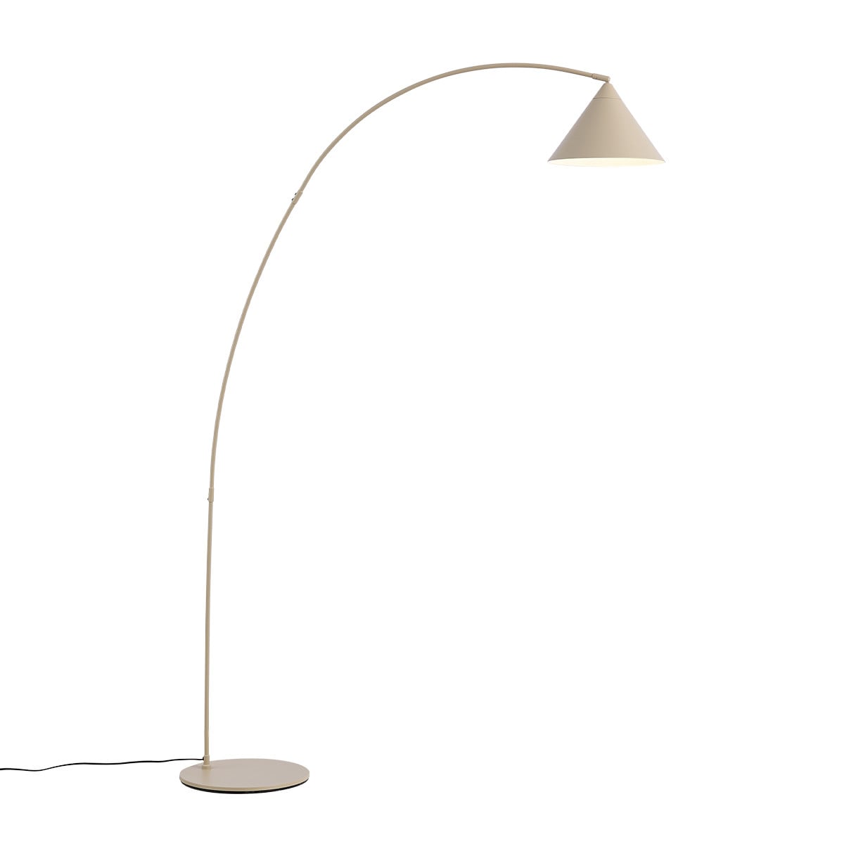 Qazqa Moderne Retro Vloerlamp Beige met Witte Binnenkant en Conische Metalen Kap