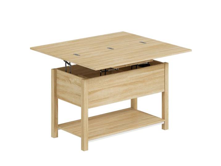 Table basse relevable et extensible mdf bois naturel