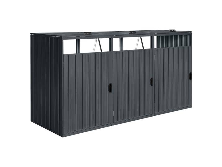 Mülltonnenbox, Anthrazit, Metall, 80x122x240 cm, CE, Gartenzubehör, Geräteschuppen