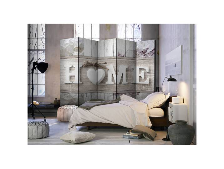 Paravent Inscription Home Fleece Beige 225 x 172 x 3cm